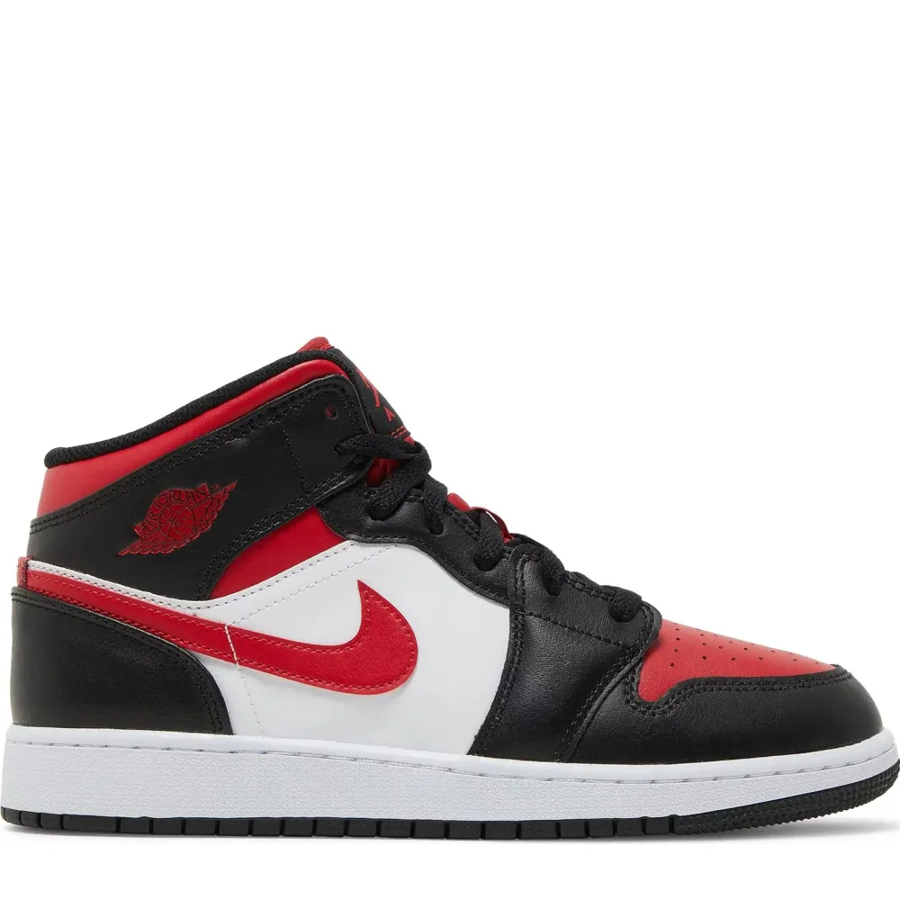 Air Jordan 1 Mid Black Fire Red (GS) ||Plus Outlet