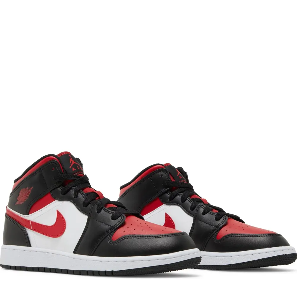 Air Jordan 1 Mid Black Fire Red (GS) ||Plus Outlet