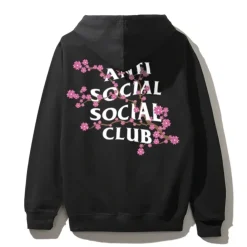 Anti Social Social Club Cherry Blossom Hoodie Black ||Plus Fashion