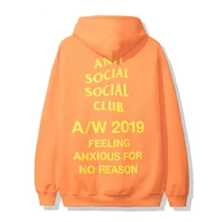 Anti Social Social Club Feeling Anxious Hoodie Neon Orange ||Plus Online