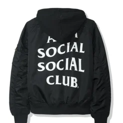 Anti Social Social Club MA1 Bomber Jacket Black ||Plus Hot
