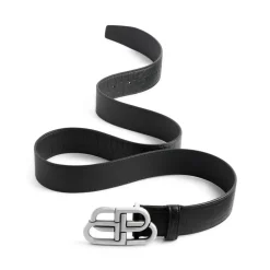 Balenciaga BB Logo Buckle Croc Embossed Leather Belt|PlusJ Hot
