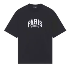 Balenciaga Cities Paris Medium Fit T-shirt Black|PlusJ New