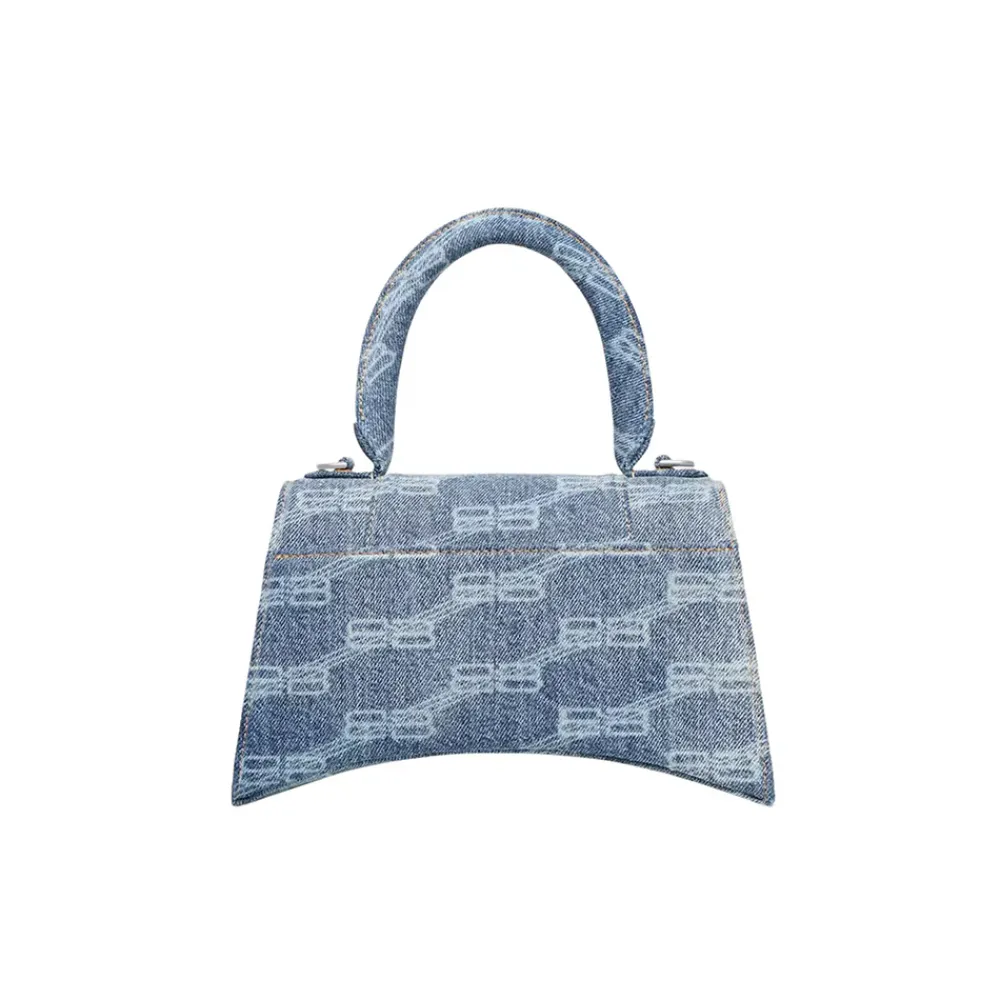 Balenciaga Hourglass Top Handle Small BB Monogram Denim Bleached Blue|PlusJ Fashion