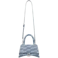 Balenciaga Hourglass Top Handle Small BB Monogram Denim Bleached Blue|PlusJ Fashion