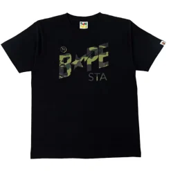 Bape A Bathing Ape 1st Camo STA Logo Tee Black/Green ||Plus Hot