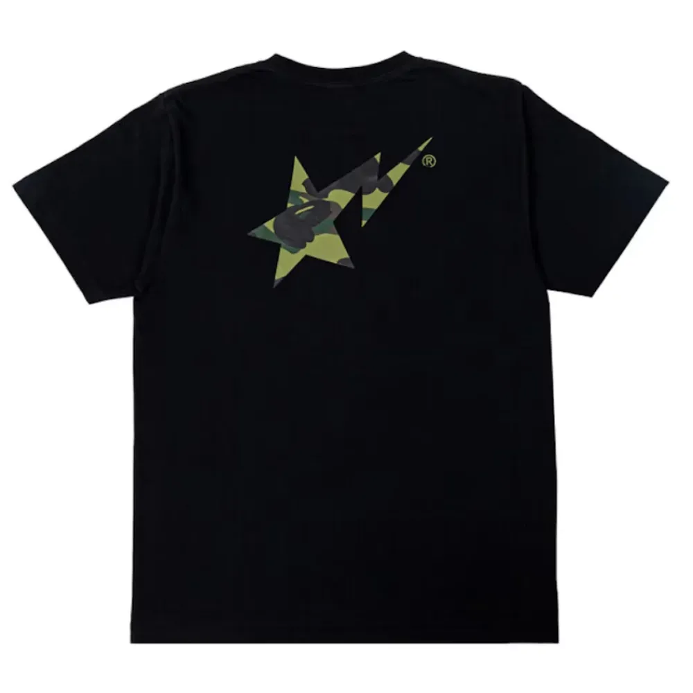 Bape A Bathing Ape 1st Camo STA Logo Tee Black/Green ||Plus Hot