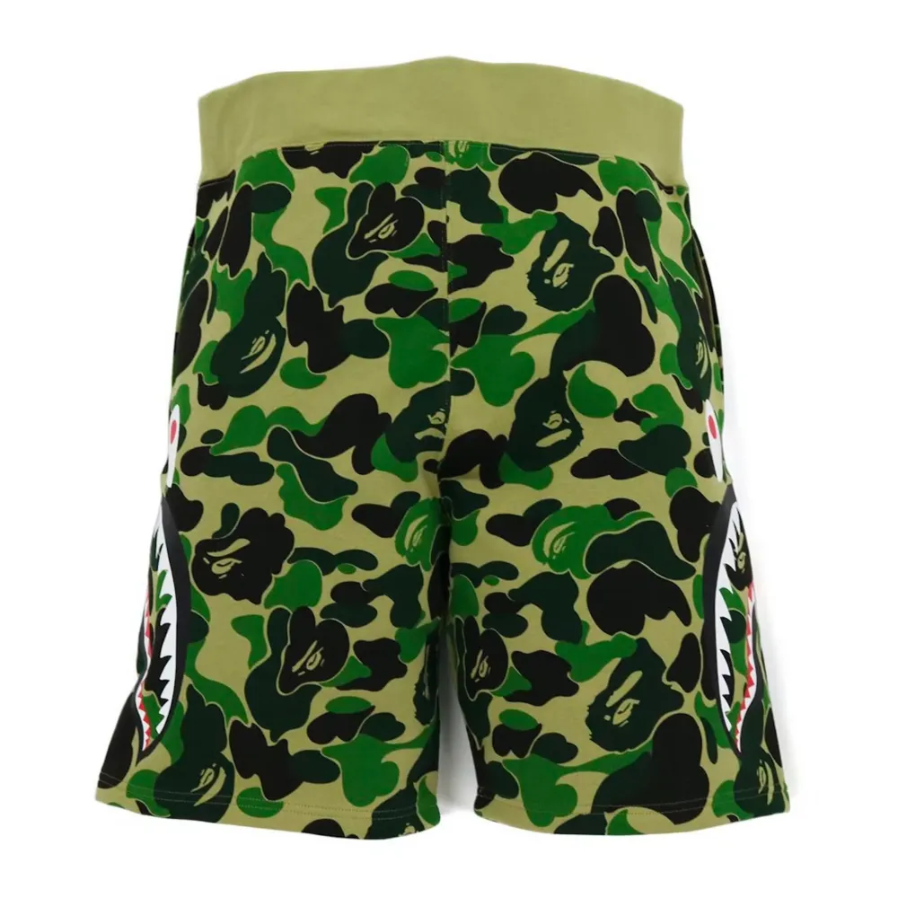 Bape Big ABC Camo Side Shark Sweat Shorts Green|Plus Outlet