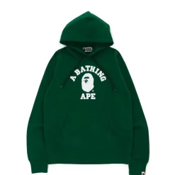 Bape College Pullover Hoodie Olive Drab|Plus Discount