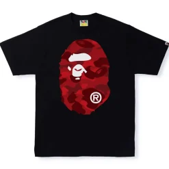 BAPE Color Camo Big Ape Head Tee Black/Red ||Plus New