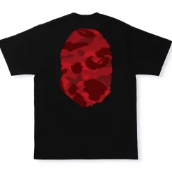 BAPE Color Camo Big Ape Head Tee Black/Red ||Plus New