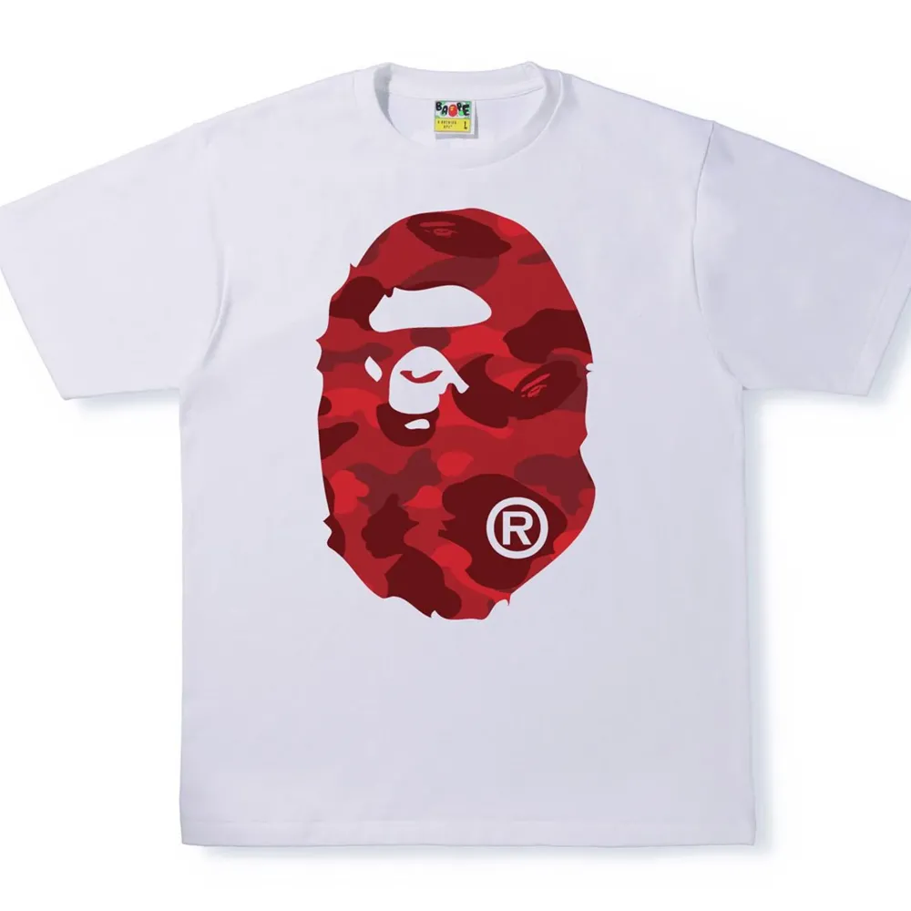 BAPE Color Camo Big Ape Head Tee White/Red ||Plus Discount