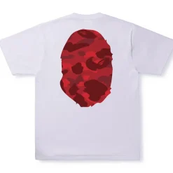 BAPE Color Camo Big Ape Head Tee White/Red ||Plus Discount