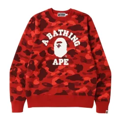 Bape Color Camo College Crewneck Red|Plus Best