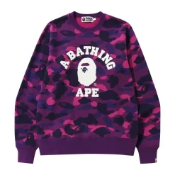 Bape Color Camo College Crewneck Purple|Plus Sale