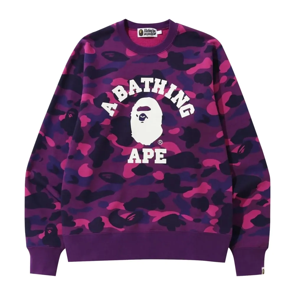 Bape Color Camo College Crewneck Purple|Plus Sale