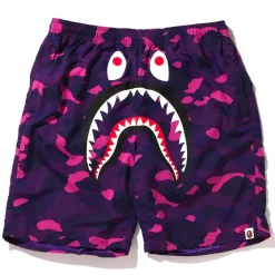Bape Color Camo Shark Beach Shorts Purple ||Plus Discount