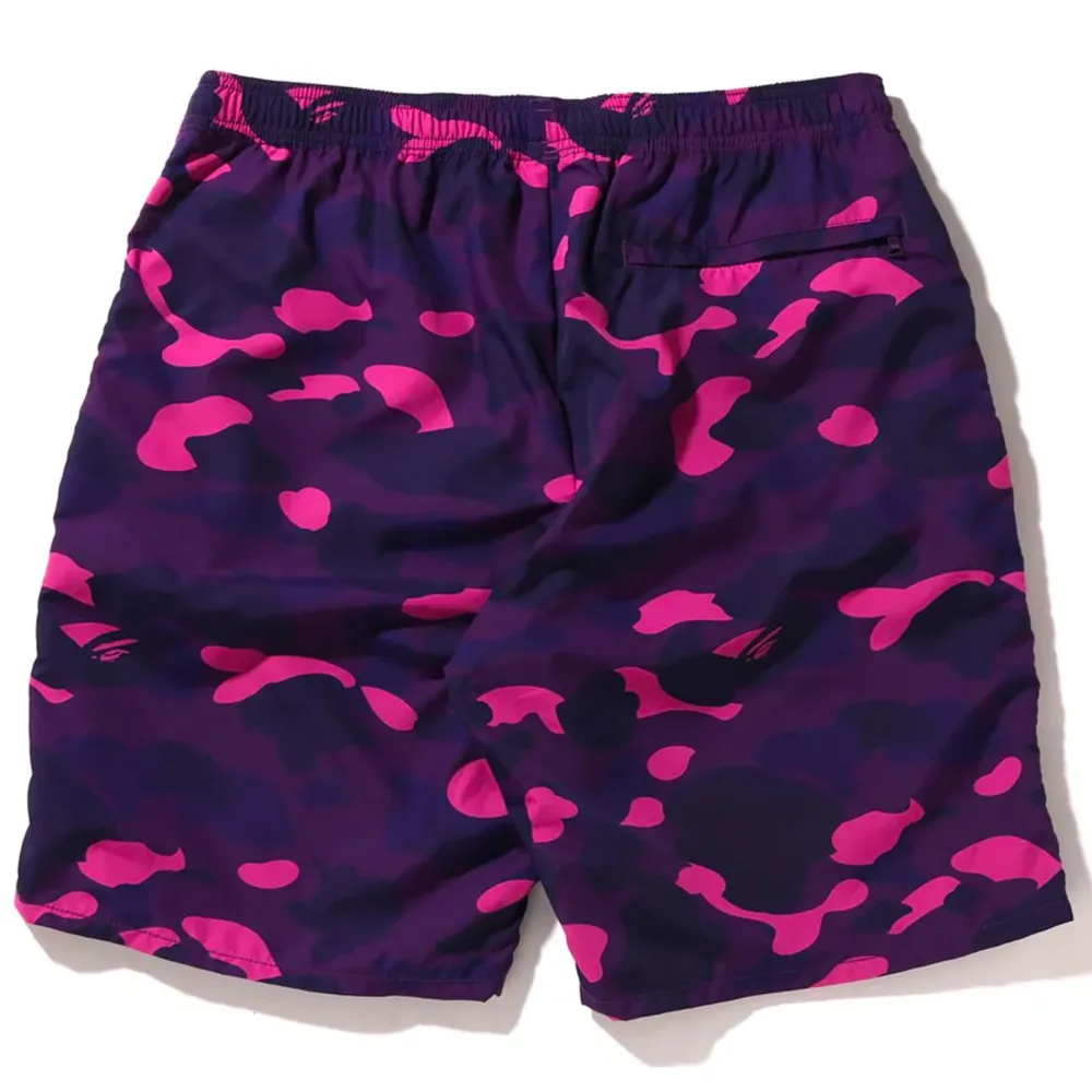 Bape Color Camo Shark Beach Shorts Purple ||Plus Discount