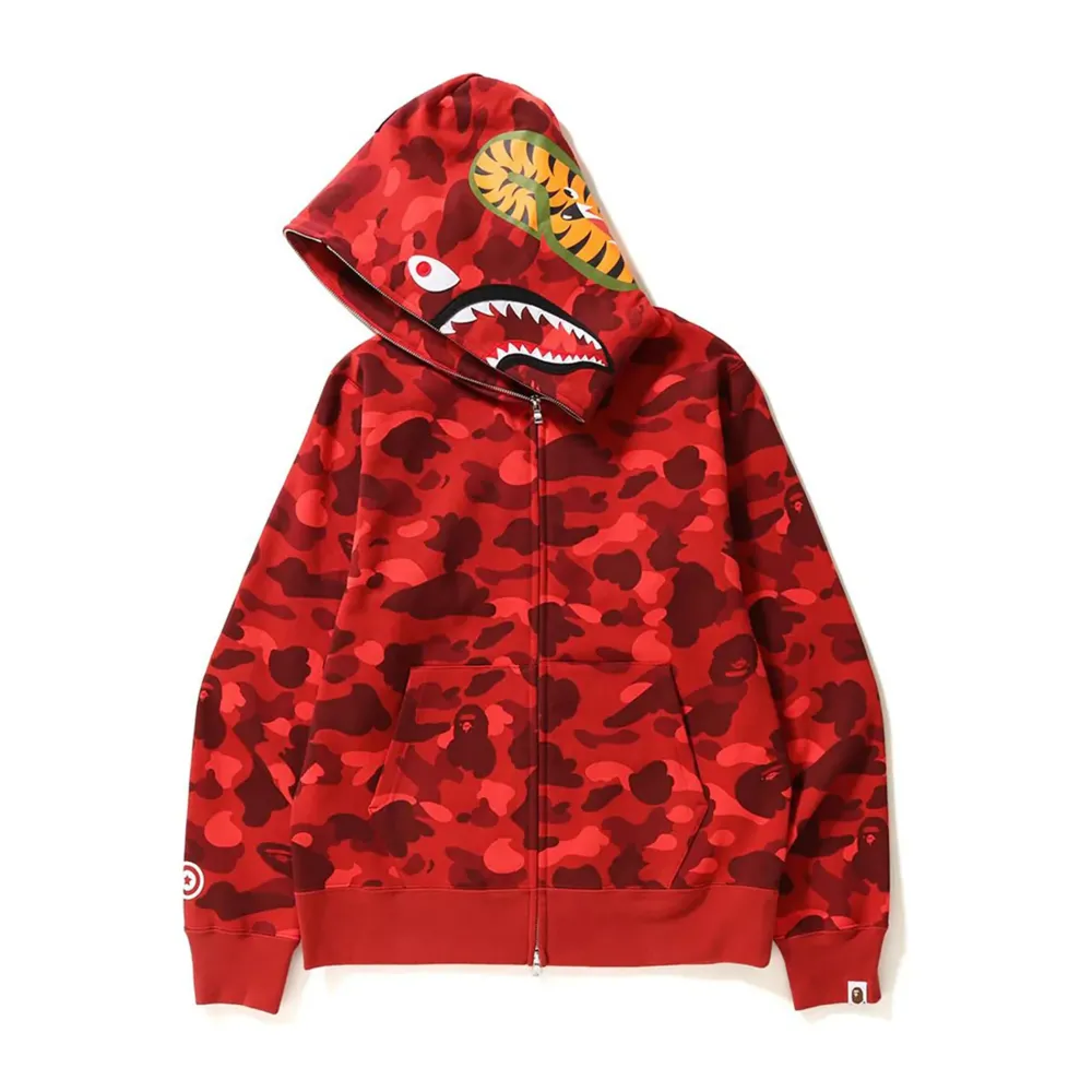Bape Color Camo Shark Full Zip Hoodie Red|Plus Online
