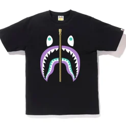BAPE Colors Gold Zip Shark Tee Black (SS19) ||Plus New