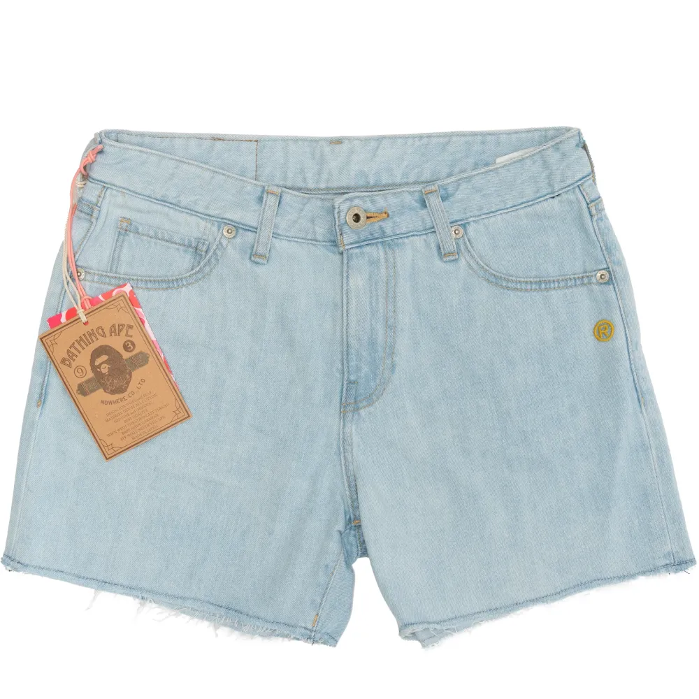 Bape Denim Cut Off Shorts Light Indigo (Ladies)|Plus Sale