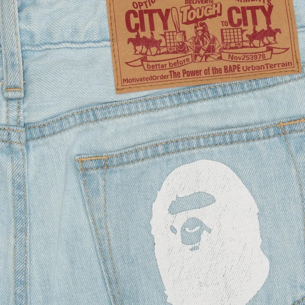 Bape Denim Cut Off Shorts Light Indigo (Ladies)|Plus Sale