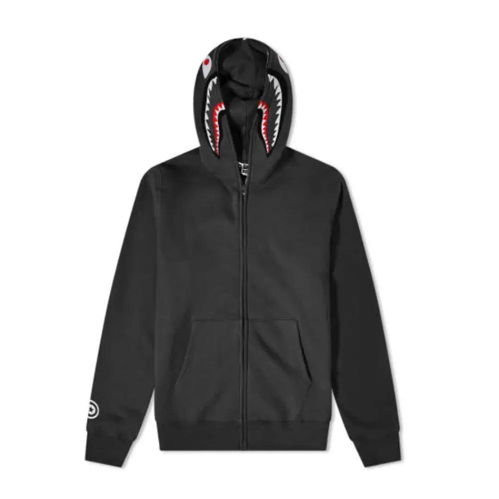 Bape Double Side Shark Full Zip Hoodie Washed Black|Plus Fashion