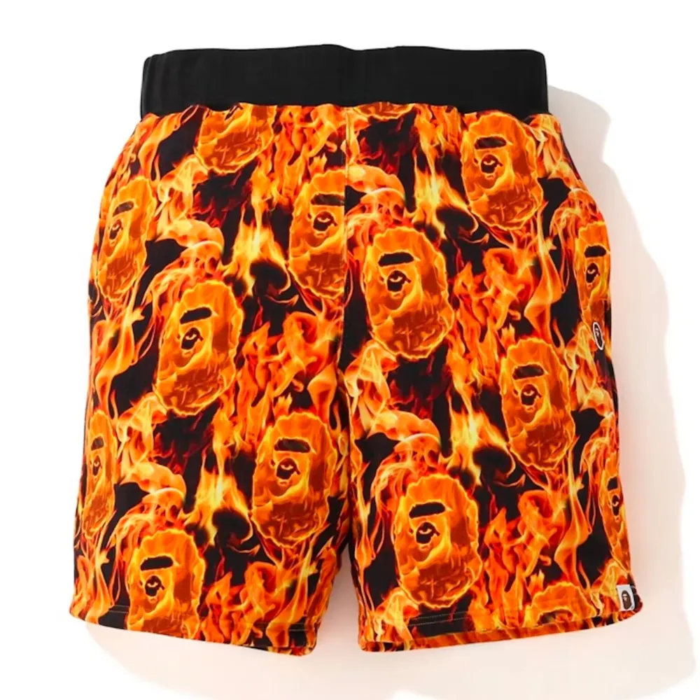 Bape Flame Sweat Shorts Orange (SS20)|Plus Clearance