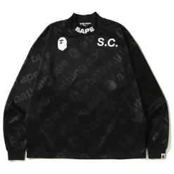 Bape Football Solider Jersey L/S Camo Tee Black|Plus Fashion