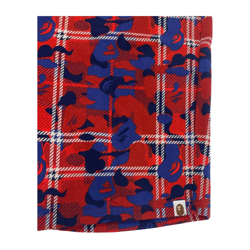Bape London Check Sweat Shorts Red/Blue|Plus Clearance
