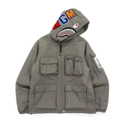 Bape Multi Pocket Shark Hoodie Jacket Gray|Plus Sale