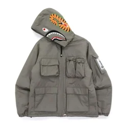 Bape Multi Pocket Shark Hoodie Jacket Gray|Plus Sale