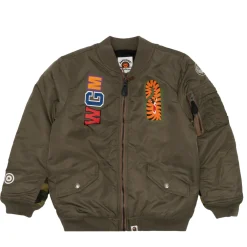 Bape Shark MA-1 WGM Bomber Jacket Olive (Kids)|Plus Clearance