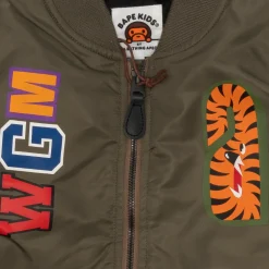 Bape Shark MA-1 WGM Bomber Jacket Olive (Kids)|Plus Clearance