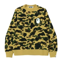 Bape 1st Camo Ape Head Crewneck Yellow|Plus Clearance