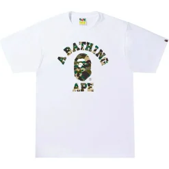 Bape 1st Camo Crazy College Tee White ||Plus Sale