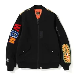 Bape 1st Camo Shark Sweat MA-1 Black/Yellow|Plus New