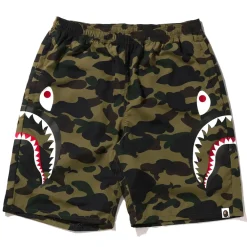 Bape 1st Camo Side Shark Beach Shorts Green ||Plus Online