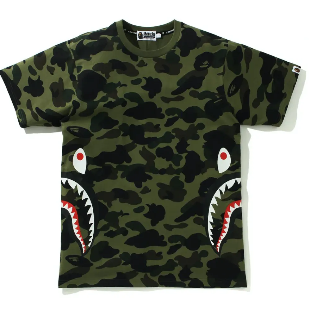 BAPE 1st Camo Side Shark Tee Green|Plus Sale