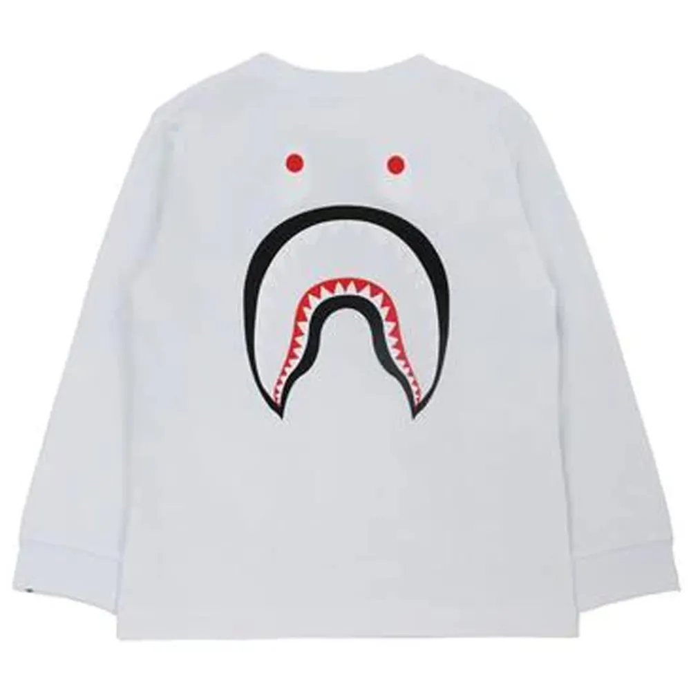 Bape WGM Shark L/S Tee White (Kids)|Plus Sale