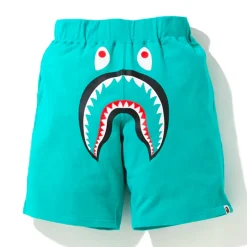 Bape Wide Shark Sweat Shorts Green/Teal|Plus Sale