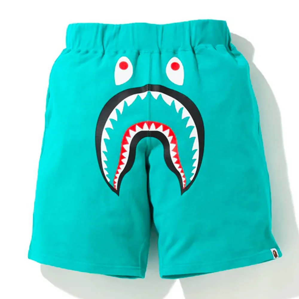 Bape Wide Shark Sweat Shorts Green/Teal|Plus Sale