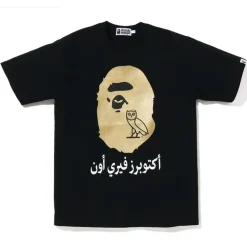 BAPE x OVO Ape Head Tee Black Gold ||Plus Sale