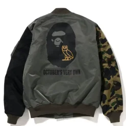 BAPE x OVO Loose Fit MA-1 Jacket Olive Drab ||Plus Hot