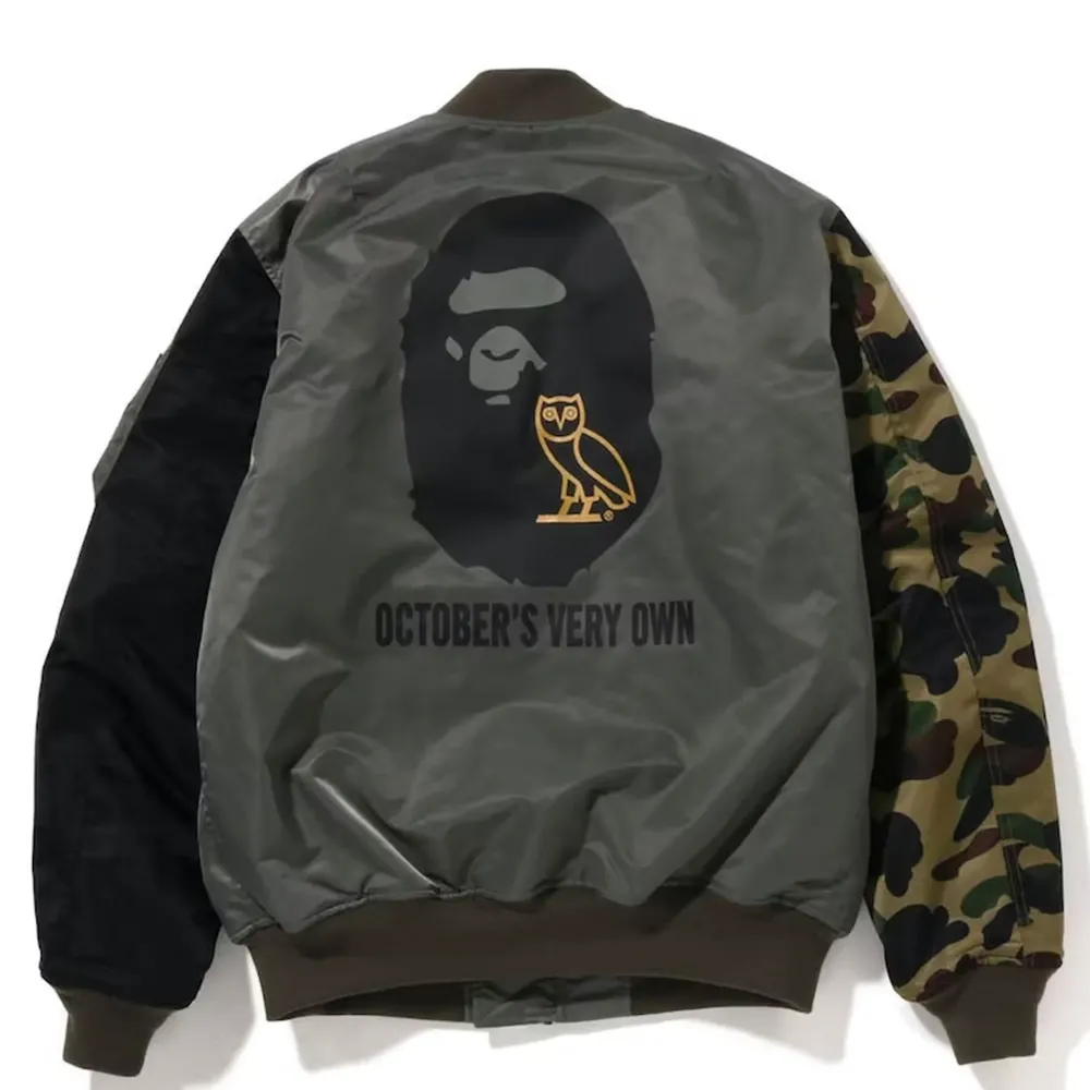 BAPE x OVO Loose Fit MA-1 Jacket Olive Drab ||Plus Hot