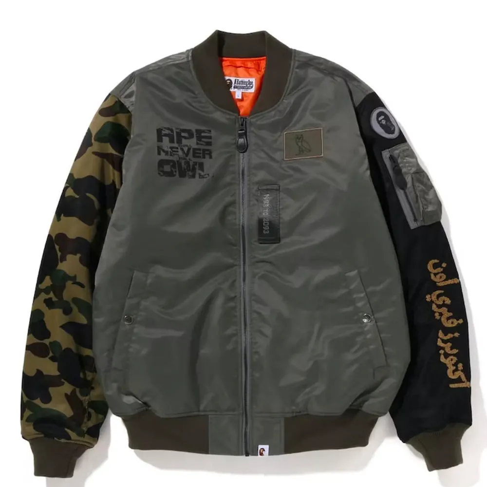 BAPE x OVO Loose Fit MA-1 Jacket Olive Drab ||Plus Hot