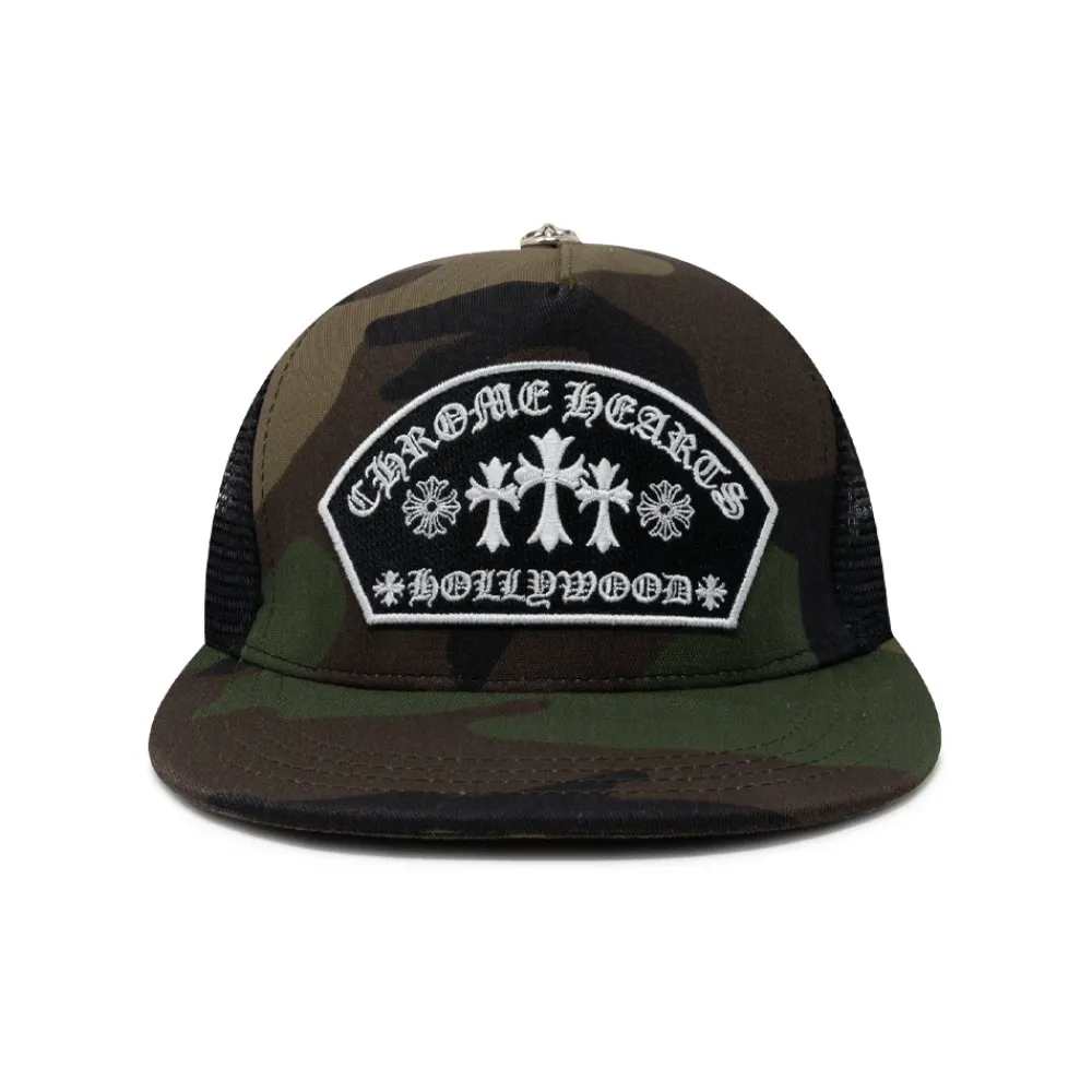 Chrome Hearts Arc Cross Patch Trucker Cap Camo ||Plus Best