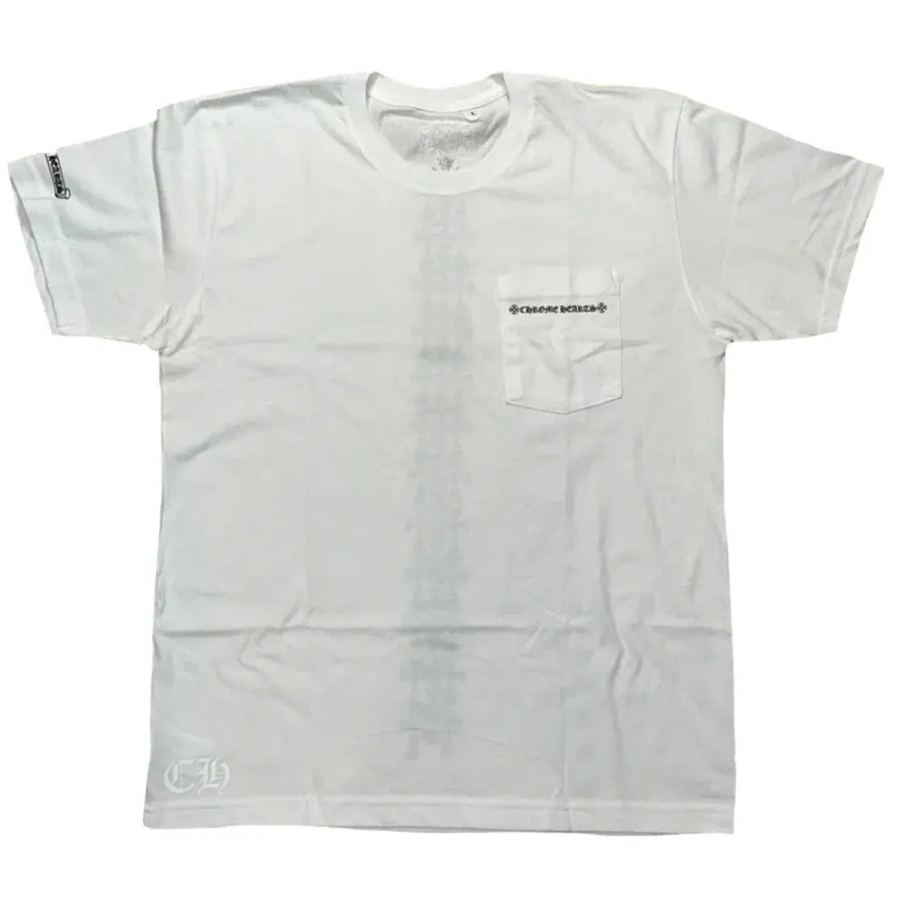 Chrome Hearts Cemetery Cross Tire Tracks T-Shirt White ||Plus New