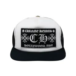 Chrome Hearts Hollywood Patch Trucker Cap Black/White ||Plus Discount