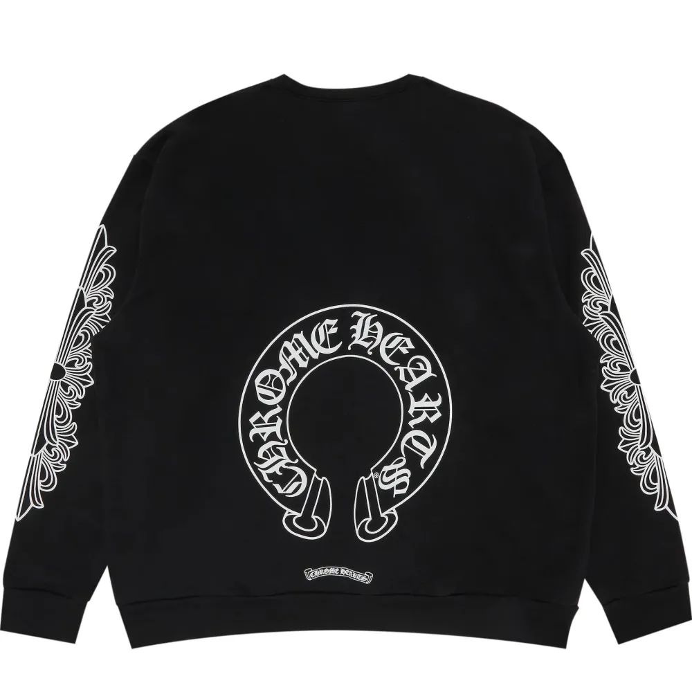 Chrome Hearts Horseshoe Floral Logo Crewneck Black ||Plus Online